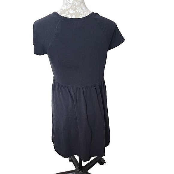Pact Organic Cotton Blend Black Mini Dress Short Sleeves Pockets Women's Small - Picture 5 of 9